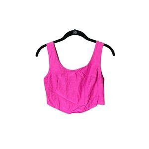 Midnight Sky Pink Crop Top Sleeveless Corset‎ Linen Blend